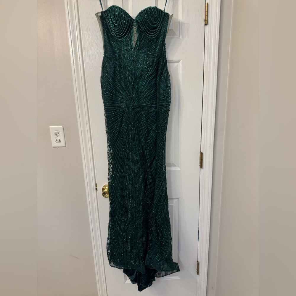 Strapless Emerald Evening Dress